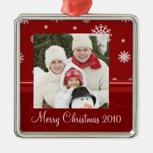 Verzierung der Familien-Foto-frohen Weihnacht-2010 Ornament Aus Metall