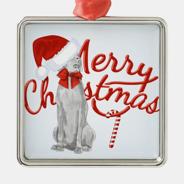 VERZIERUNG DER FROHEN WEIHNACHT-WEIMARANER SILBERNES ORNAMENT (Vorne)