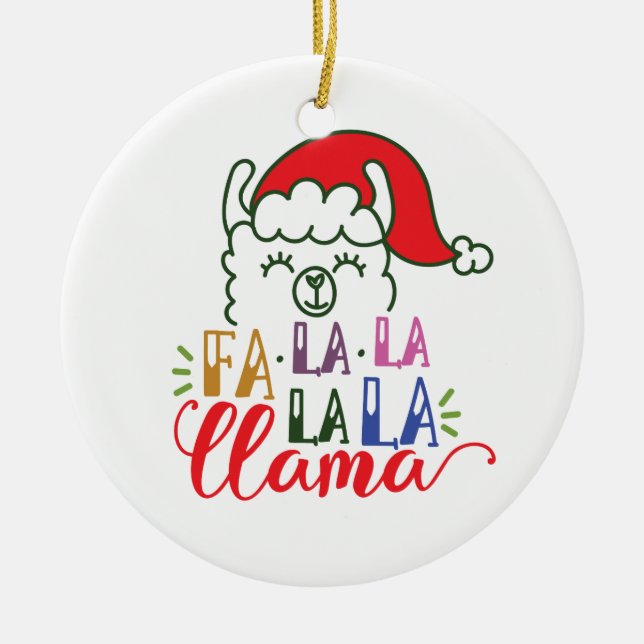 Verzierung des Fa-Lalalala Lama-Weihnachten| Keramik Ornament (Vorne)