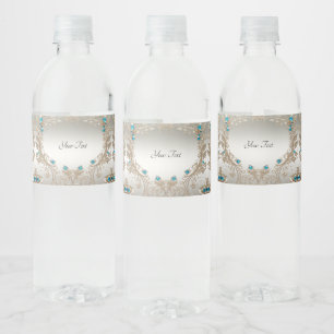 Verzierung des Gold Blue Stones Wasser Flasche Eti Wasserflaschenetikett