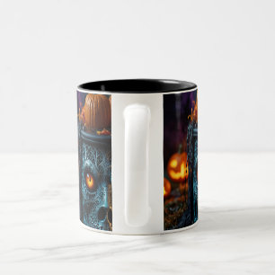 Verzierung des Halloween-Schädels gedruckt Zweifarbige Tasse