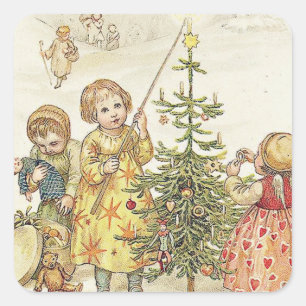 Verzierung des Weihnachtsbaums Quadratischer Aufkleber