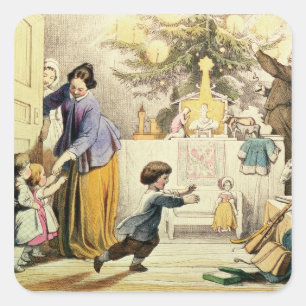 Verzierung des Weihnachtsbaums Quadratischer Aufkleber