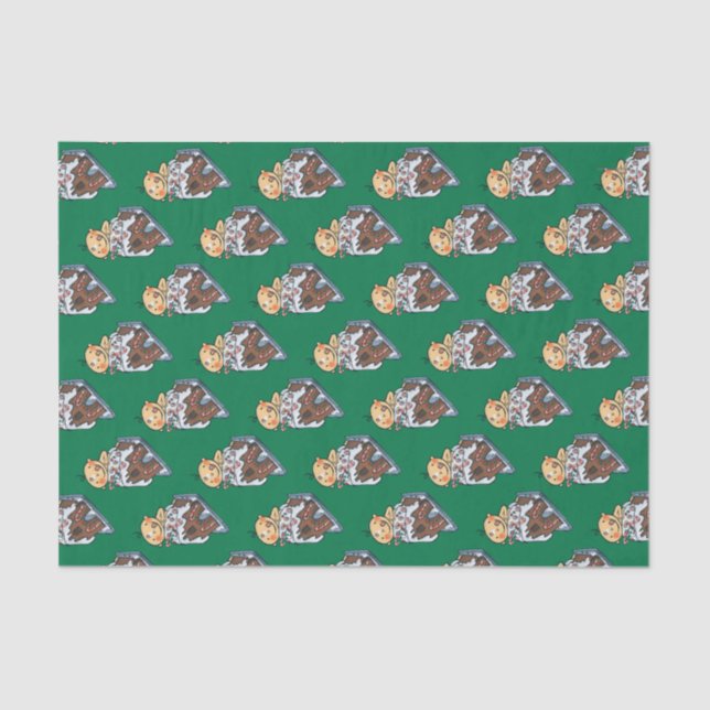 Verzierung eines Lebkuchen-Hauses für Weihnachten Seidenpapier (Vorderseite)