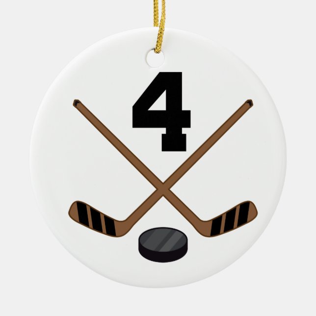 Verzierung Eis-Hockey-Spieler-Jersey-Zahl-4 Keramik Ornament (Vorne)