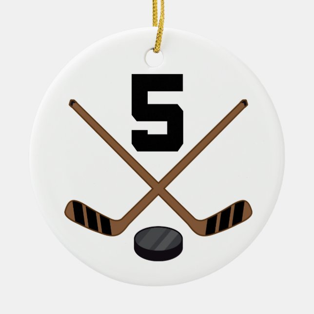 Verzierung Eis-Hockey-Spieler-Jersey-Zahl-5 Keramikornament (Vorne)