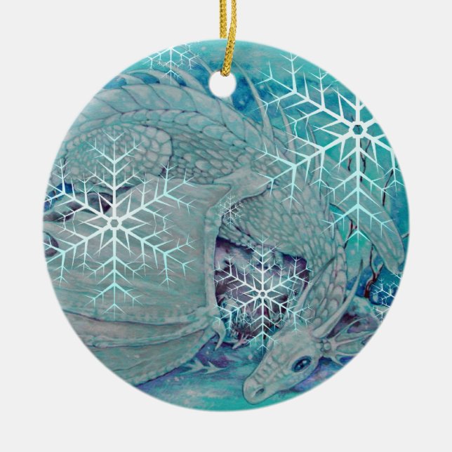 Verzierung - Feiertags-Winter-Drache Keramikornament (Vorne)