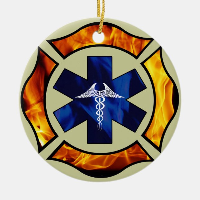 Verzierung Feuer-EMS Keramikornament (Vorne)