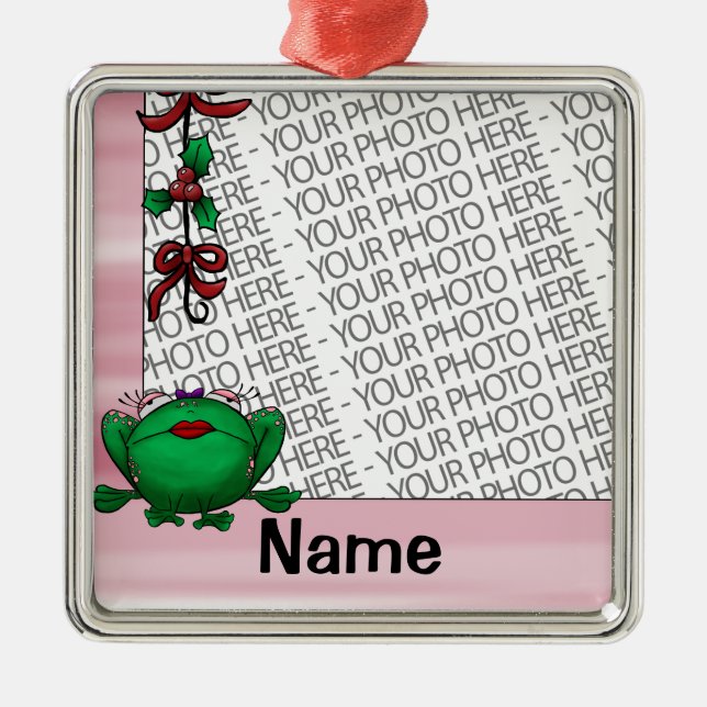 Verzierung, Foto u. Namen-Schablonen-niedlicher Silbernes Ornament (Vorne)