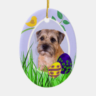 Verzierung GrenzTerriers Ostern Keramikornament