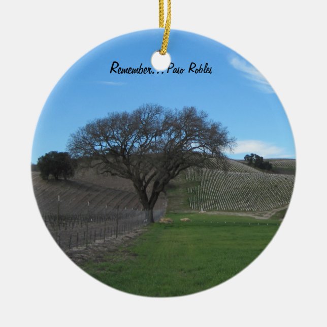 Verzierung: Landschaftlicher Paso Robles Weinberg Keramikornament (Vorne)