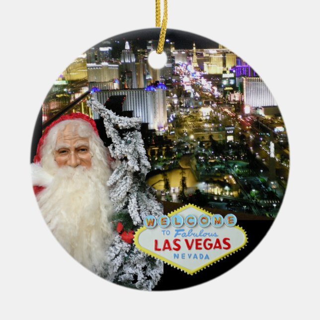 Verzierung Las Vegass Weihnachtsmann Keramikornament (Vorne)
