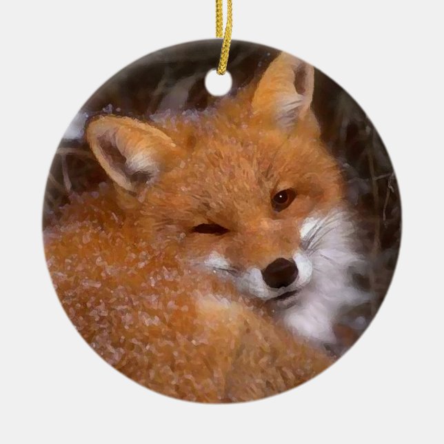 Verzierung "roten Fox" Keramikornament (Vorne)