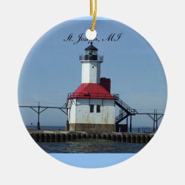 Verzierung St Joseph Michigan Lightihouse Keramik Ornament (Vorne)