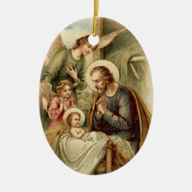 Verzierung: St- JosephGeburt Christi Keramikornament (Vorne)