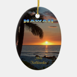 Verzierung: Waikoloa Sonnenuntergang #1 (oval) Keramik Ornament