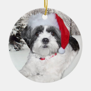 Verzierung WeihnachtsShih Tzu Keramikornament