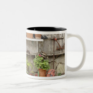 Verzierungen auf Holzzaun, Catalina Island, Zweifarbige Tasse