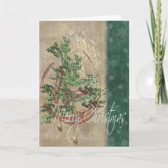 Verzierungen und Schneeflocken Feiertagskarte (Vorderseite)