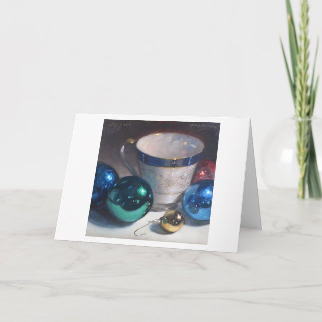 "Verzierungen und Tee-Schale " Feiertagskarte (Vorderseite)