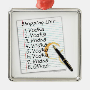 VERZIERUNGEN, WODKA-EINKAUFSLISTE ORNAMENT AUS METALL