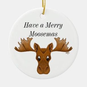 Verzierungs-Elche, fröhliche moosemas Keramik Ornament