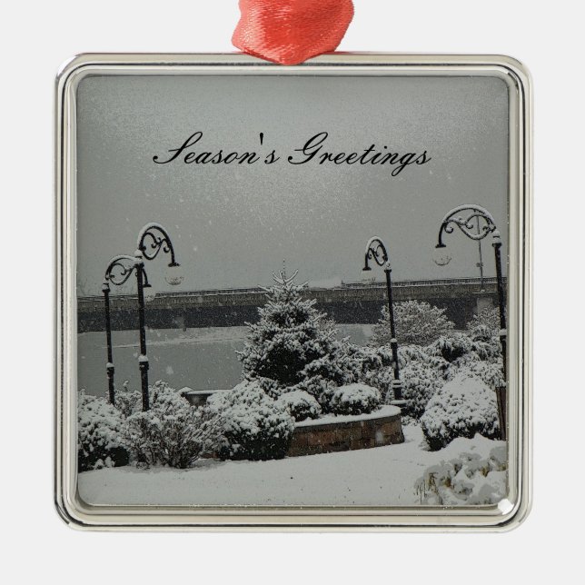 Verzierungs-Flussufer-Park Silbernes Ornament (Vorne)