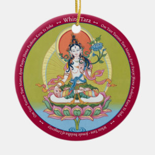 VERZIERUNGS-KERAMIK - weißes Tara und nah oben vo Keramikornament