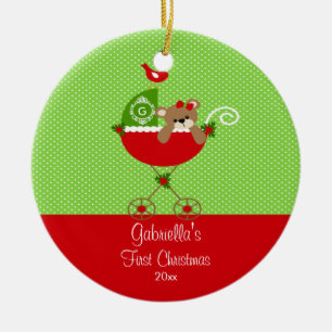 Verzierungs-Kinderwagen des Babys erster Keramik Ornament