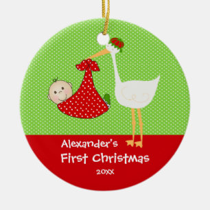 Verzierungs-niedlicher Storch des Babys erste Keramikornament