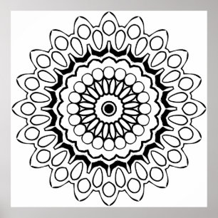 Verzierungs-Oval-Mandala-Malvorlage Detaillierte K Poster