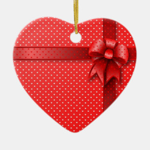 Verzierungs-Rot-Geschenk-Bogen Keramikornament