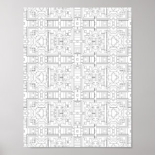 Verzierungsmuster für eine Farbseite mit quadratis Poster