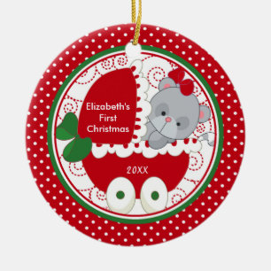 Verzierungwertvoller Kitty des Babys erste Keramik Ornament