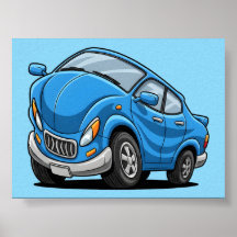 Verzogenes blaues Cartoon-Auto