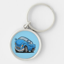 Verzogenes blaues Cartoon-Auto Schlüsselanhänger