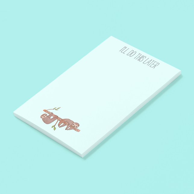 Verzögern Niedlicher Säuglingsschwellen auf Zweig Post-it Klebezettel (I'll Do This Later Procrastinating Baby Sloths Post It Notes)