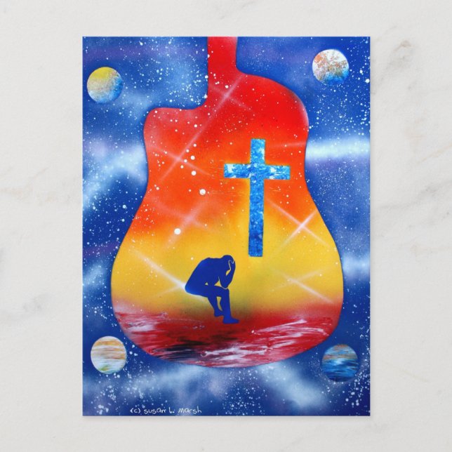 Verzweifeln Spray-Farbe Spraypainting, Gitarre & C Postkarte (Vorderseite)