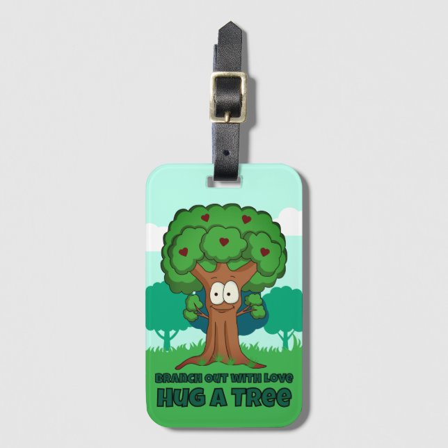 Verzweigen mit Liebe, die einen Baum umarmen Gepäckanhänger (Vorderseite Vertikal)