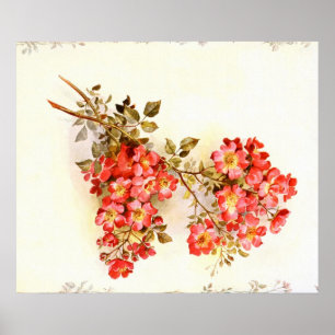 Verzweigung mit benutzerdefinierten Rose-Blume Poster