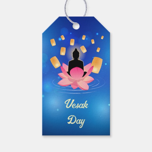 Vesak Day Buddha auf Lotus Lantern Vaisakha Geschenkanhänger (Vorderseite)