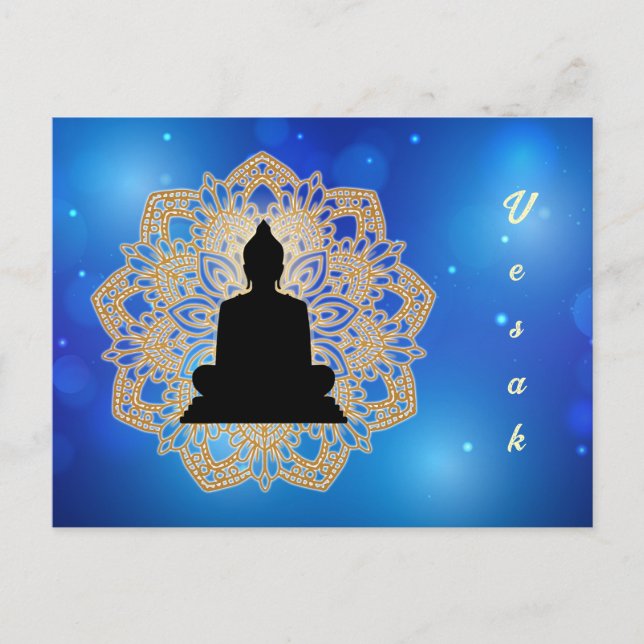 Vesak Day Buddha und Mandala Vaisakha Purnima Postkarte (Vorderseite)