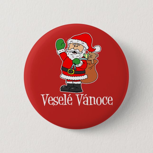 Vesele Vanoce Tschechische Weihnachtsfeier Weihnac Button (Vorderseite)