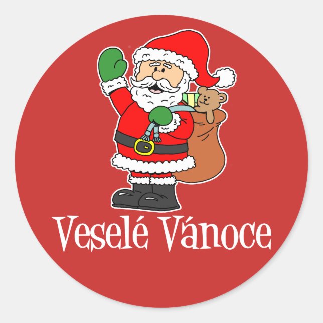 Vesele Vanoce Tschechische Weihnachtsfeier Weihnac Runder Aufkleber (Vorderseite)