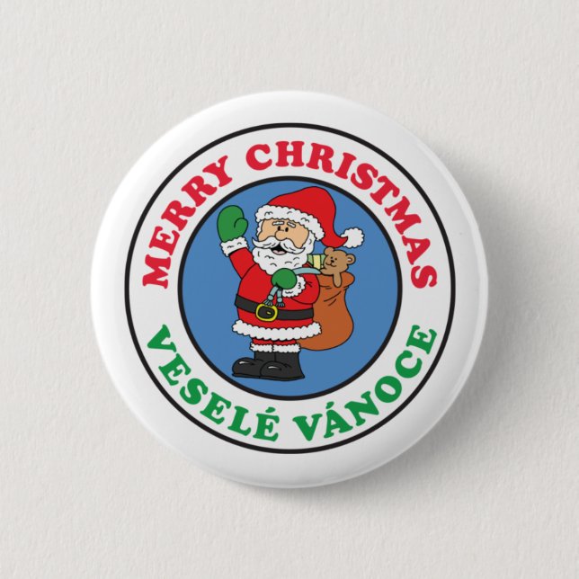 Vesele Vanoce Tschechischer WeihnachtsButton Button (Vorderseite)