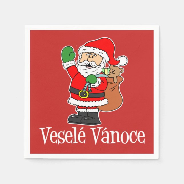 Vesele Vanoce Tschechischer Weihnachtsmann (rot) Serviette (Vorderseite)