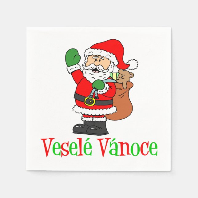 Vesele Vanoce Tschechisches Weihnachtsfest Santa N Serviette (Vorderseite)