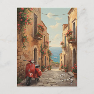 Vespa in Sizilien Italien Postkarte