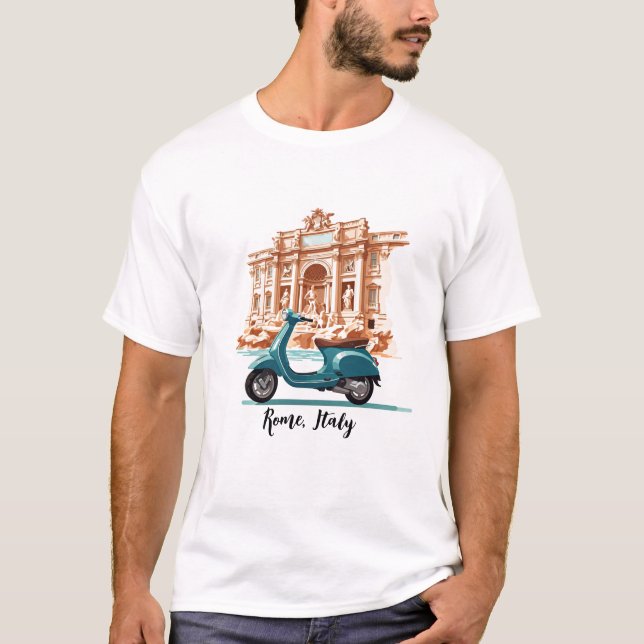 Vespa vor dem Trevi-Brunnen in Rom T-Shirt (Vorderseite)