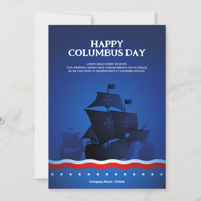 Vessels on Blue Background | Columbus Day Greeting Karte (Vorderseite)